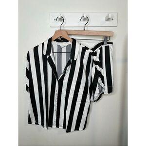 Nordstrom Shimera Stripe Short Pajama Set Medium in Black and White